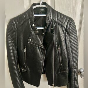 Zara Black Leather Biker Jacket